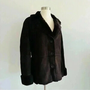 New Talbots 100% Shearling Coat Lamb Skin Sz 14 $1200